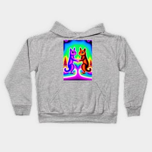 CARTOON 2 SQUIRRELS DANCING AT SUNSET Kids Hoodie